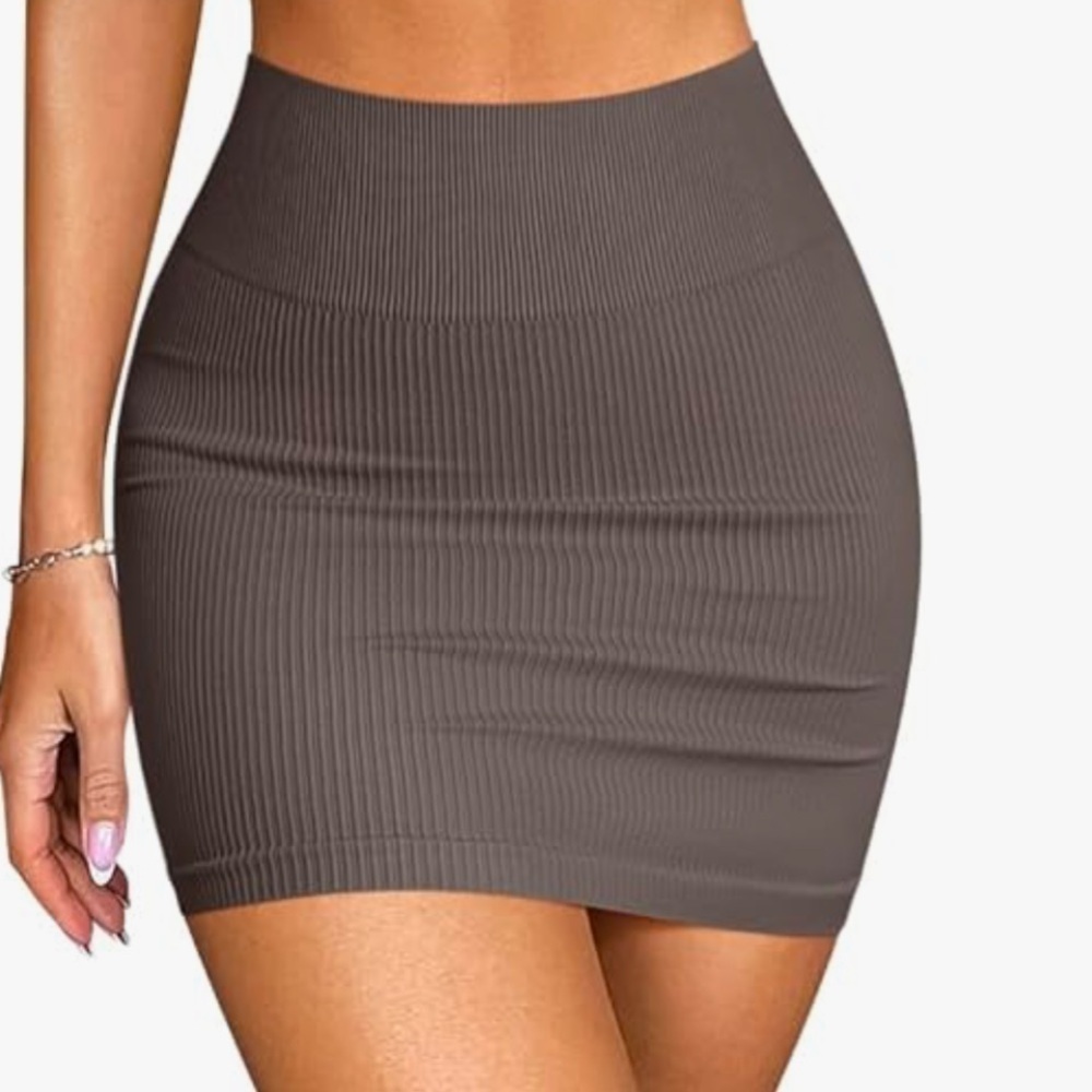 NWT OQQ 2 Piece Basic Versatile Stretchy Ribbed Casual High Waist Mini Skirts